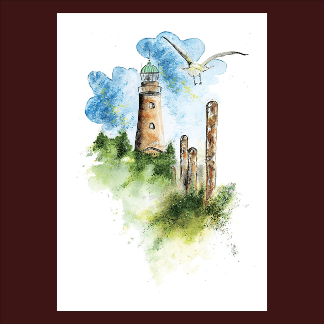 Affiche phare et mouette